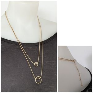 Golden Chains Necklace W/ Ring Pendant